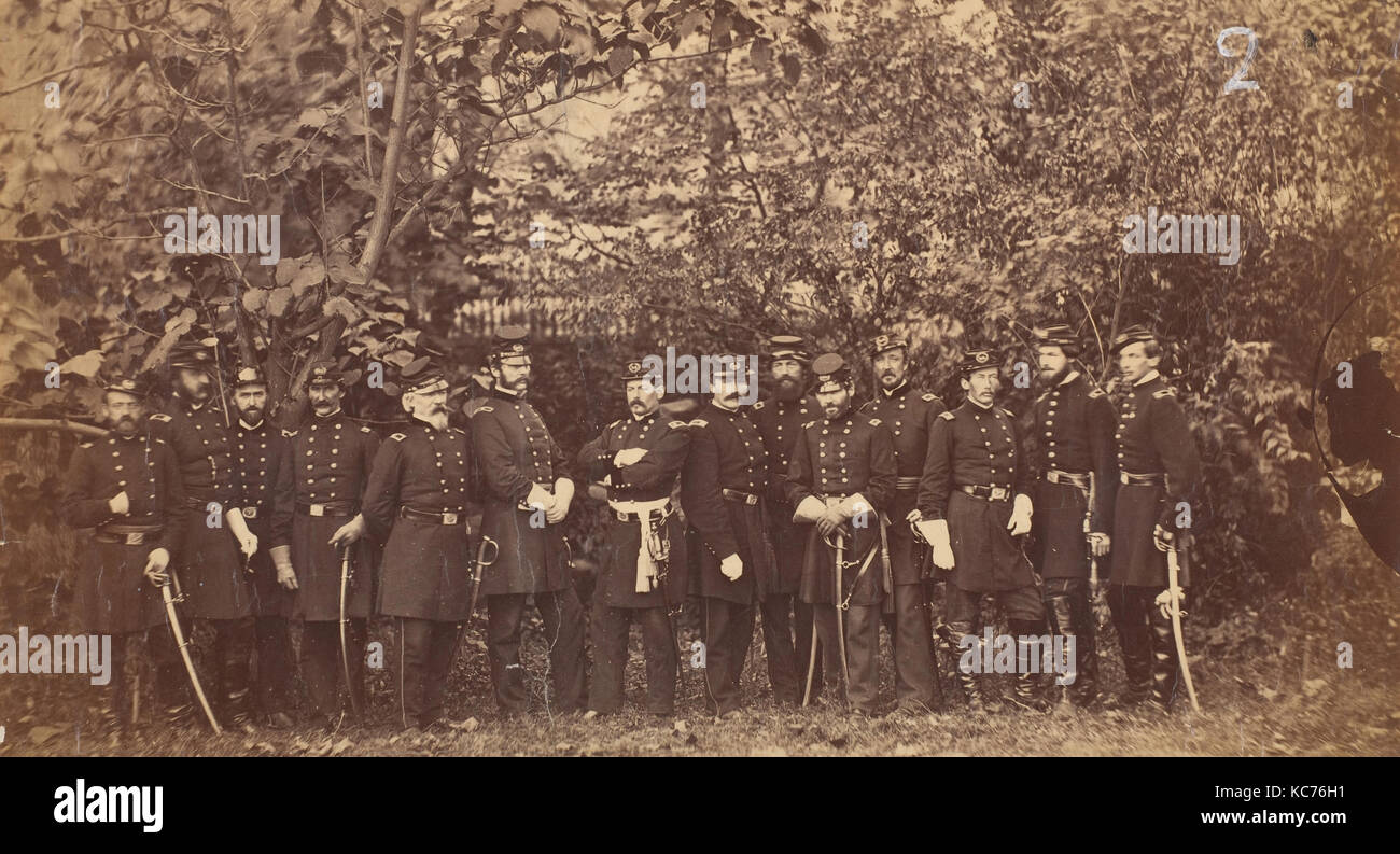 General McClellan and Staff, Attributed to Alexander Gardner, ca. 1863 Stock Photo