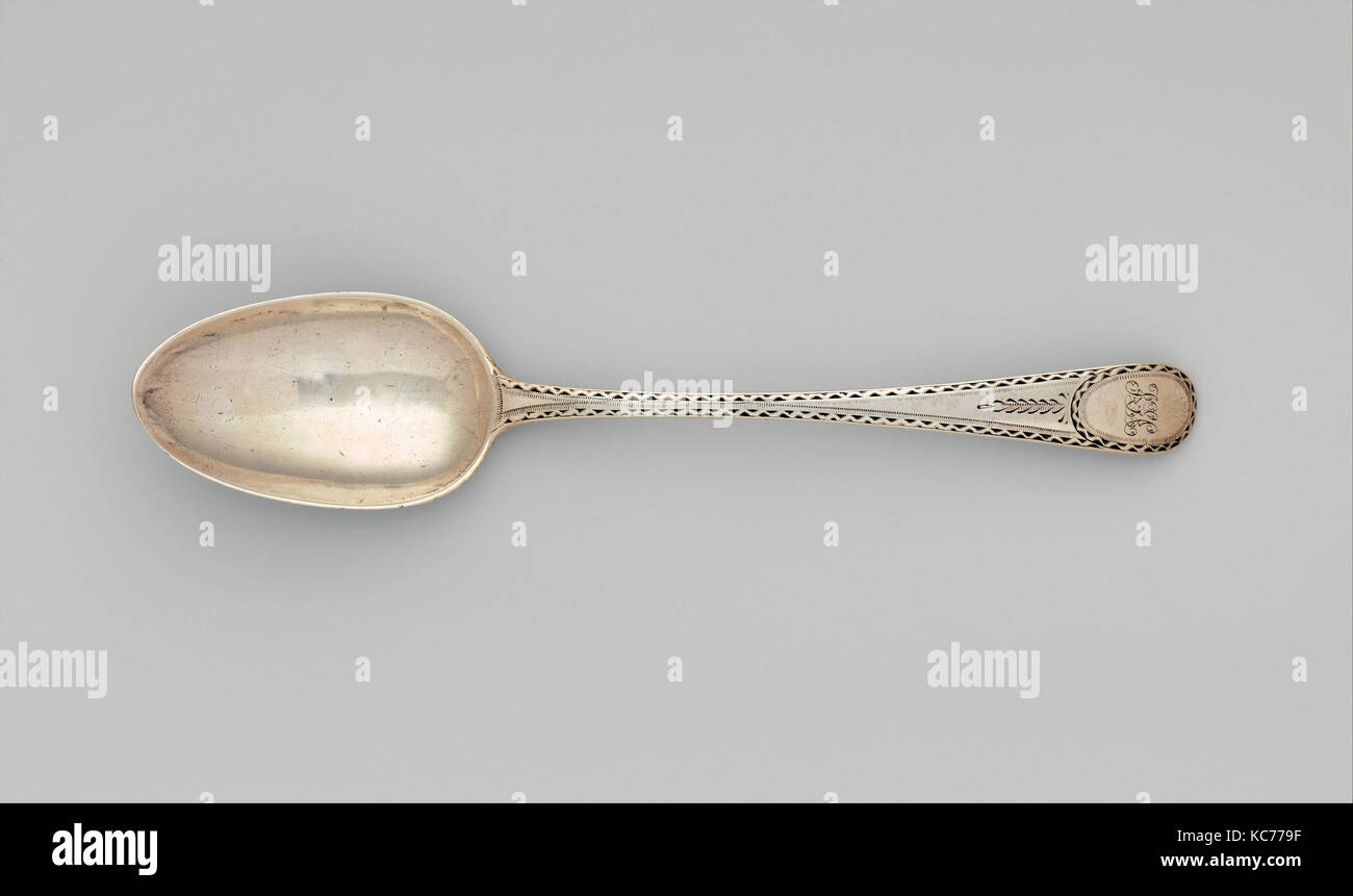 Spoon, 1770–1800, Made in Boston, Massachusetts, United States, American, Silver, L. 8 5/8 in. (21.9 cm), Silver, Paul Revere Stock Photo