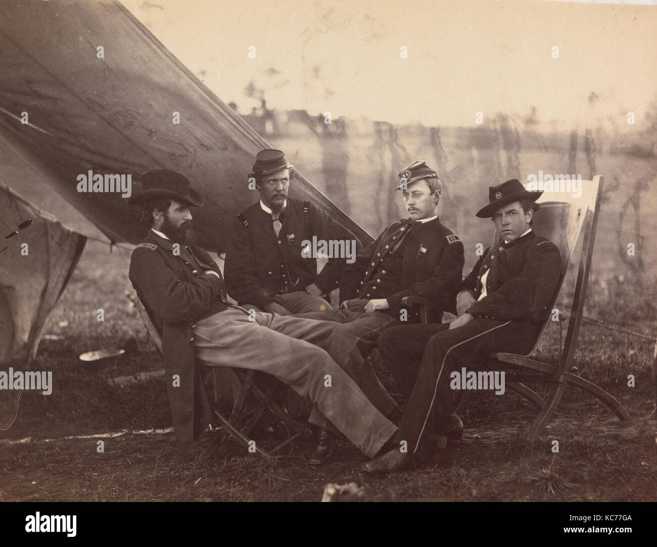 Four Officers, ca. 1864, Albumen silver print from glass negative, Image: 17.8 x 22.8 cm (7 x 9 in.), Photographs Stock Photo