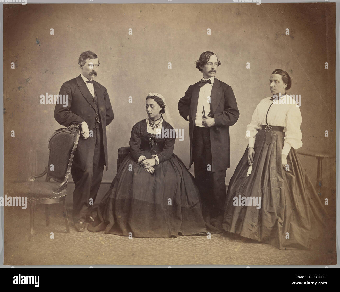 Queen Emma of Hawaii and Her Entourage, Alexander Gardner, 1865 Stock Photo