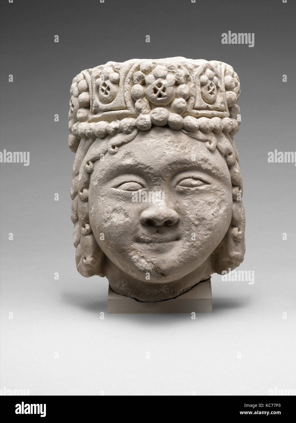 Head from a Figure with a Beaded Headdress, 12th–early 13th century Stock Photo