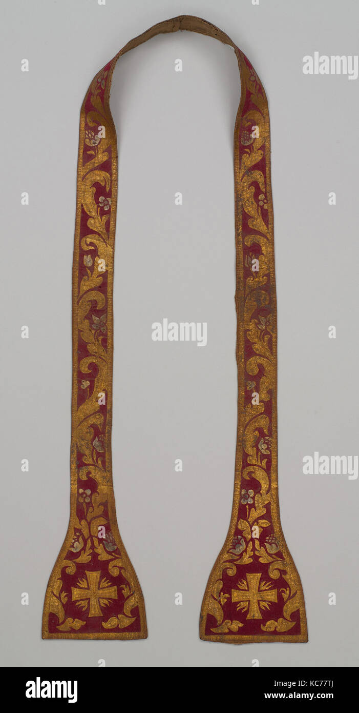 Stole, ca. 1600, Spanish, Leather, L. 82 3/4 x W. 6 1/2 inches, Natural Substances-Leatherwork Stock Photo