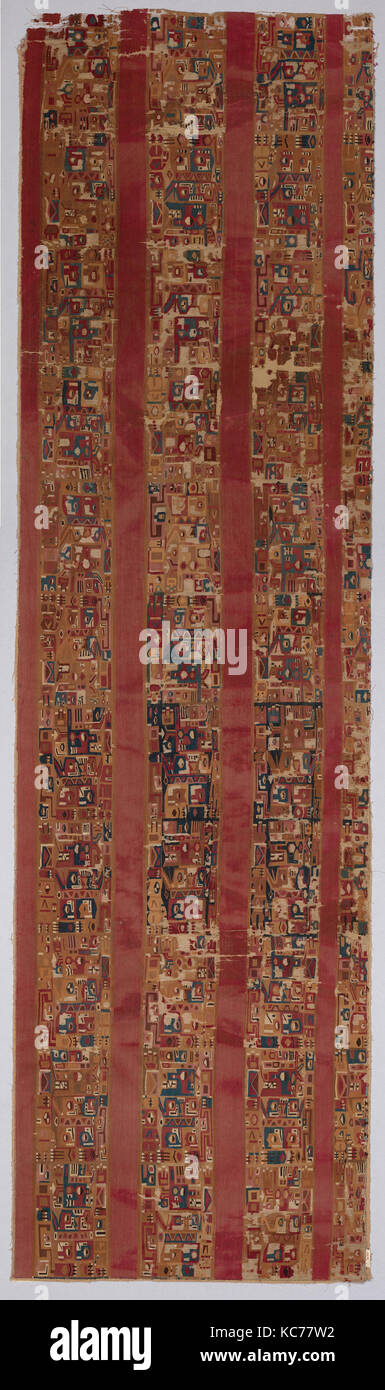 Tunic Fragment, 7th–9th century, Peru, Wari, Camelid hair, cotton, Overall: 22 1/2 x 80 in. (57.15 x 203.2 cm), Textiles-Woven Stock Photo