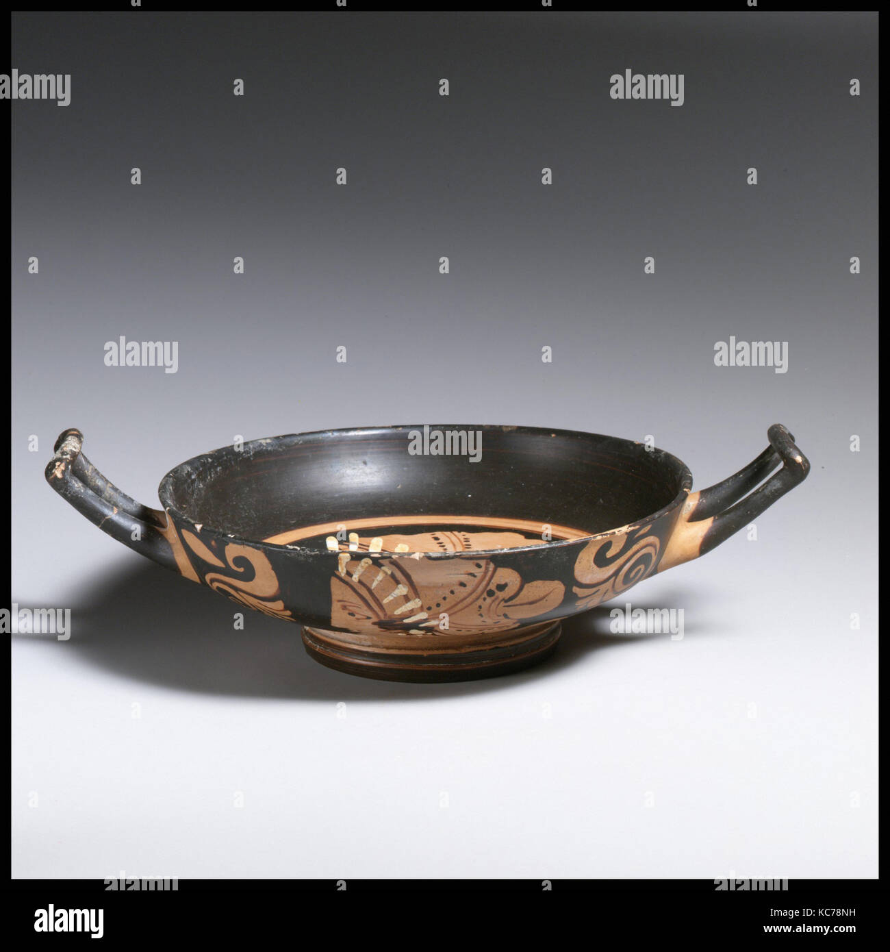 Terracotta stemless kylix (drinking cup), ca. 330–300 B.C Stock Photo