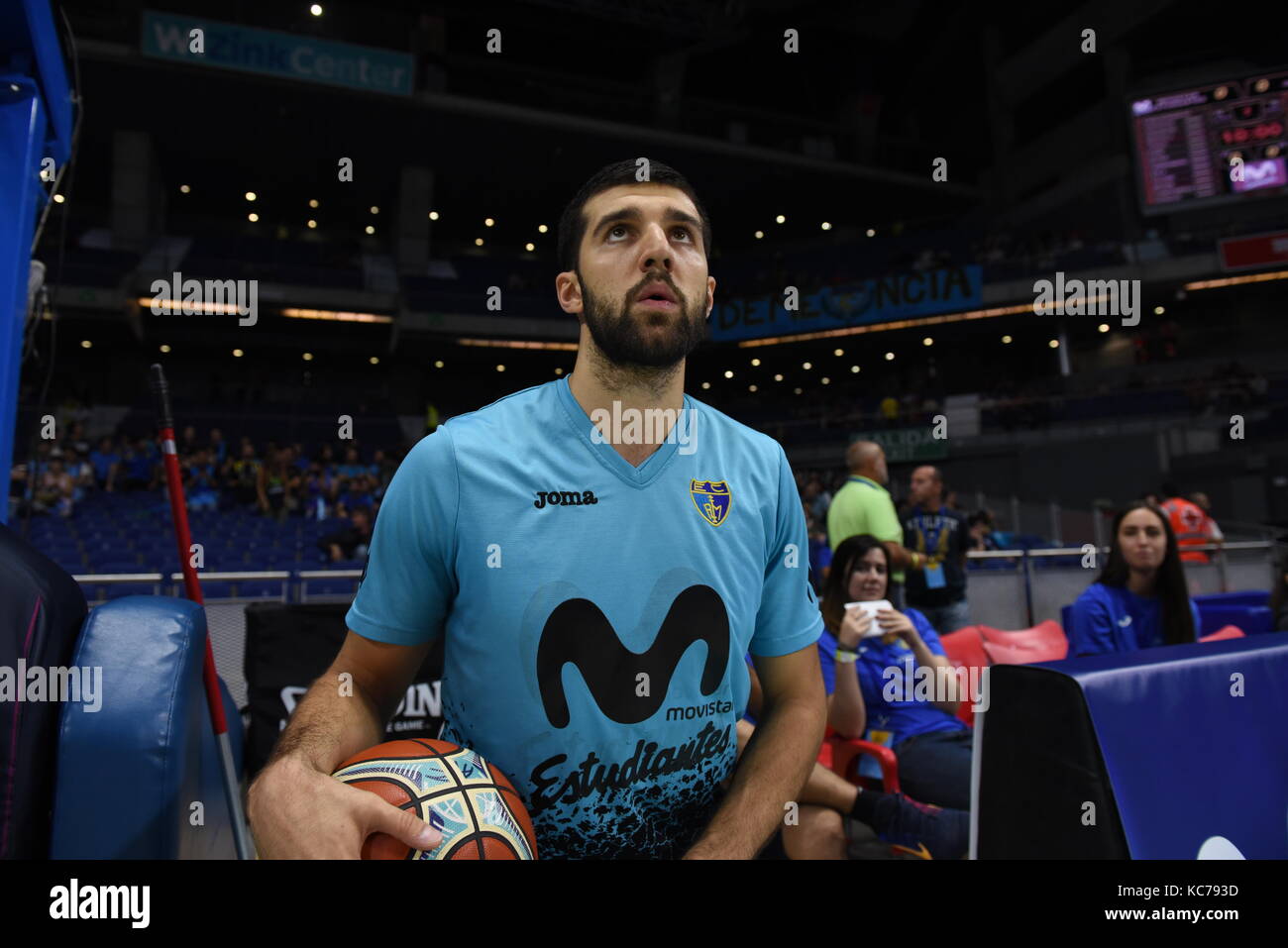 Madrid, Spain. 02nd Oct, 2017. Aleksandar Cvetkovic, #4 of Estudiantes pictured during the second game of Qualification Round for the basketball Champions league between Estudiantes and Donar Groningen. Credit: Jorge Sanz/Pacific Press/Alamy Live News Stock Photo