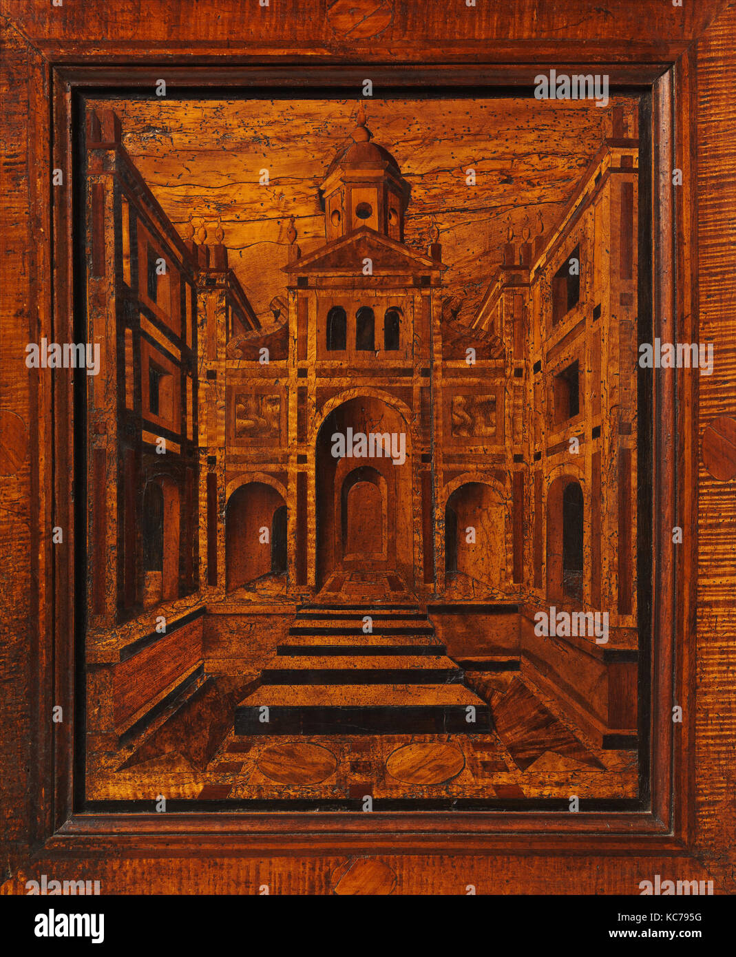 Architectural Capriccio, 1547, Italian, Verona, Walnut and other woods, Woodwork, Francesco Orlandini Stock Photo