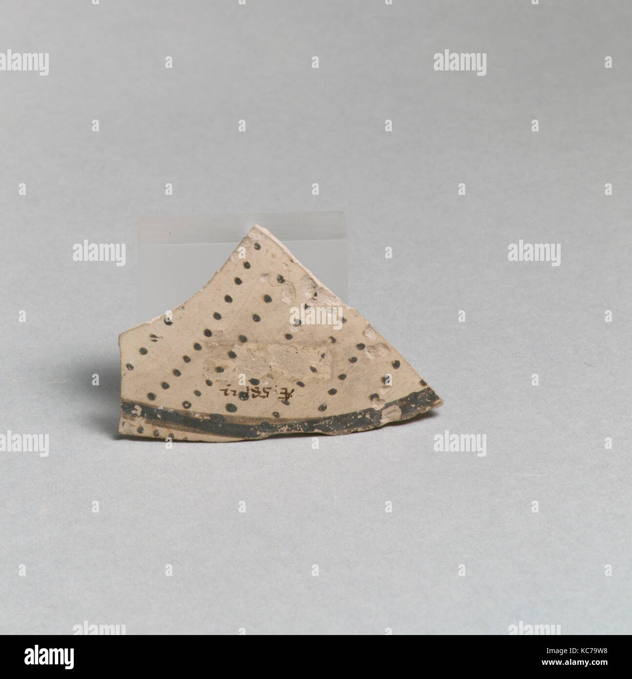 Terracotta vessel fragment with rows of dots and band, ca. 1450–1400 B ...