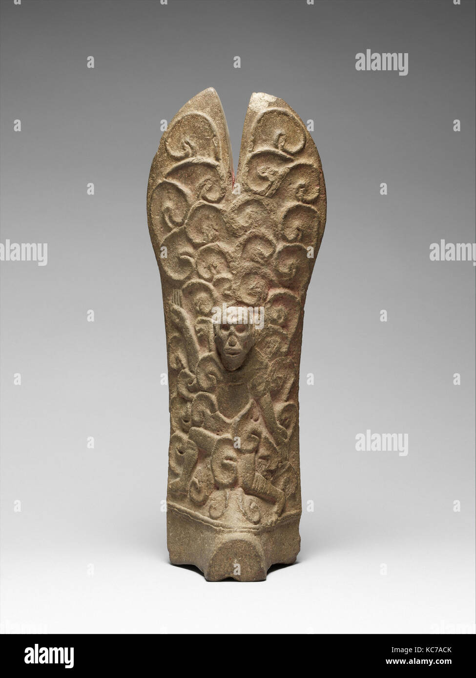 Palma with Figure, 7th–10th century, Mexico, Mesoamerica, Veracruz, Nautla region (?), Veracruz, Stone, pigment, H. 18 7/8 x W Stock Photo