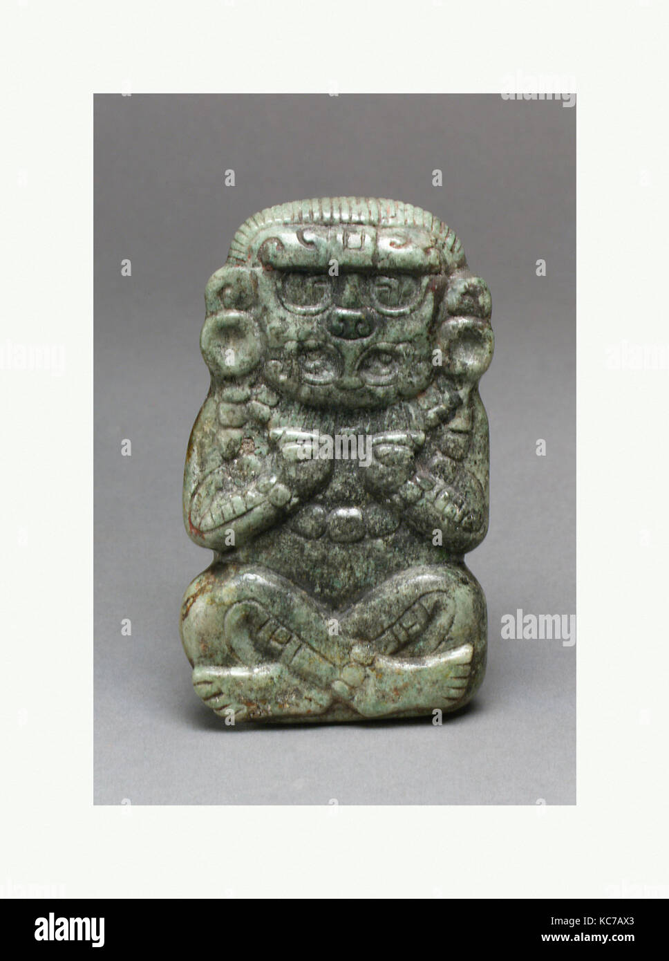 Deity Figure, 3rd–6th century, Honduras, Mesoamerica, Copan, Santa Rita region, Maya, Jade (pyroxene jadeite), H. 4 1/4 x W. 2 1 Stock Photo