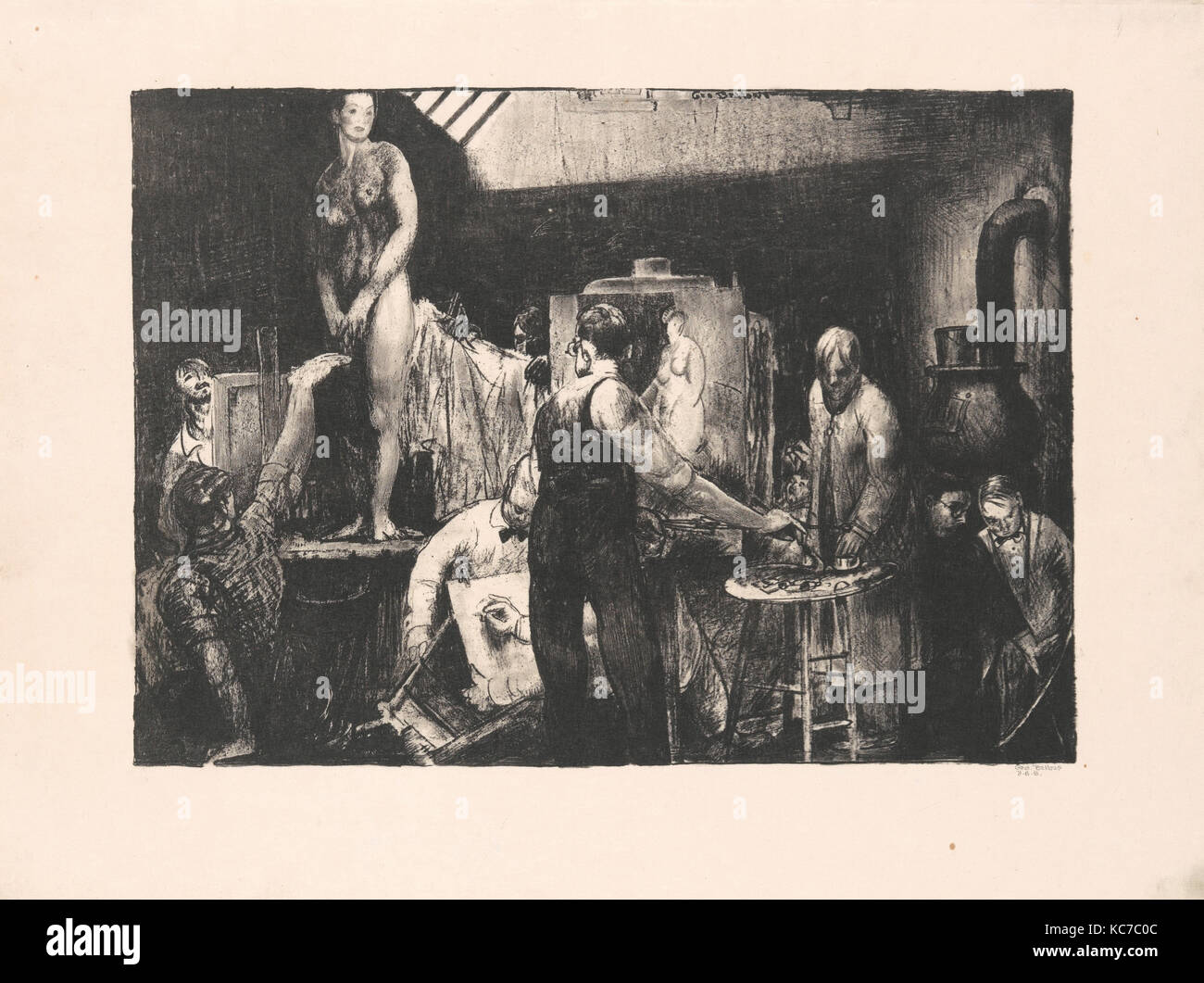 The Life Class, Second Stone, 1917, Lithograph, image: 13 7/8 x 19 3/8 in. (35.2 x 49.2 cm), Prints, George Bellows (American Stock Photo