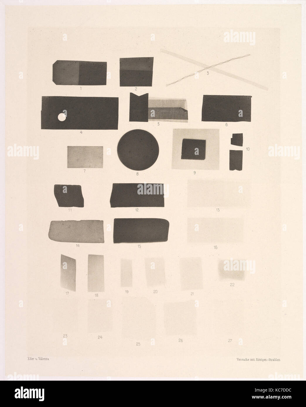X-Ray of Samples of Various Materials, Josef Maria Eder, 1896 Stock Photo