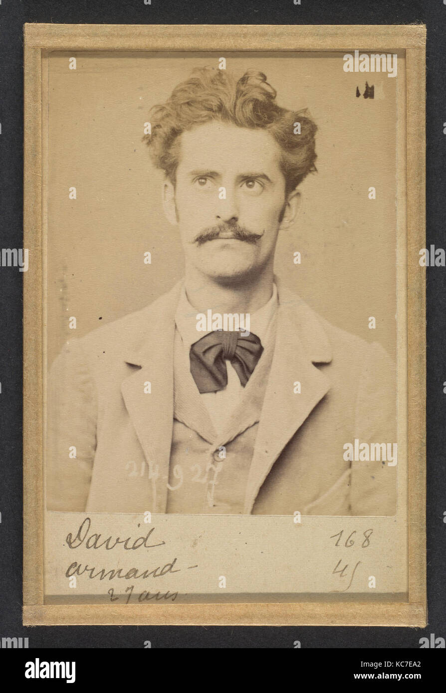 David. Armand, Auguste. 27 ans, né à Gien (Loiret). Faïencier. Anarchiste. 1/3/94., Alphonse Bertillon, 1894 Stock Photo