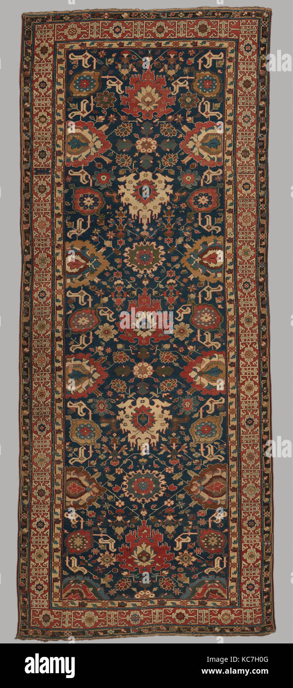 Carpet, early 19th century, Attributed to Azerbaijan, Shirvan, Wool (warp, weft and pile); symmetrically knotted pile, H. 155 3 Stock Photo