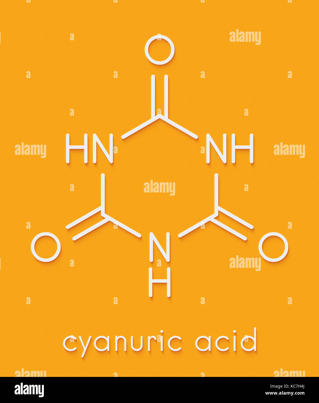 Cyanuric acid molecule. Precipitates with melamine, thus potentially causing kidney damage