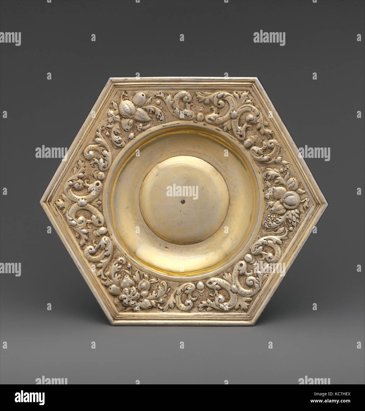 Hexagonal dish (part of a set), second half 17th century Stock Photo