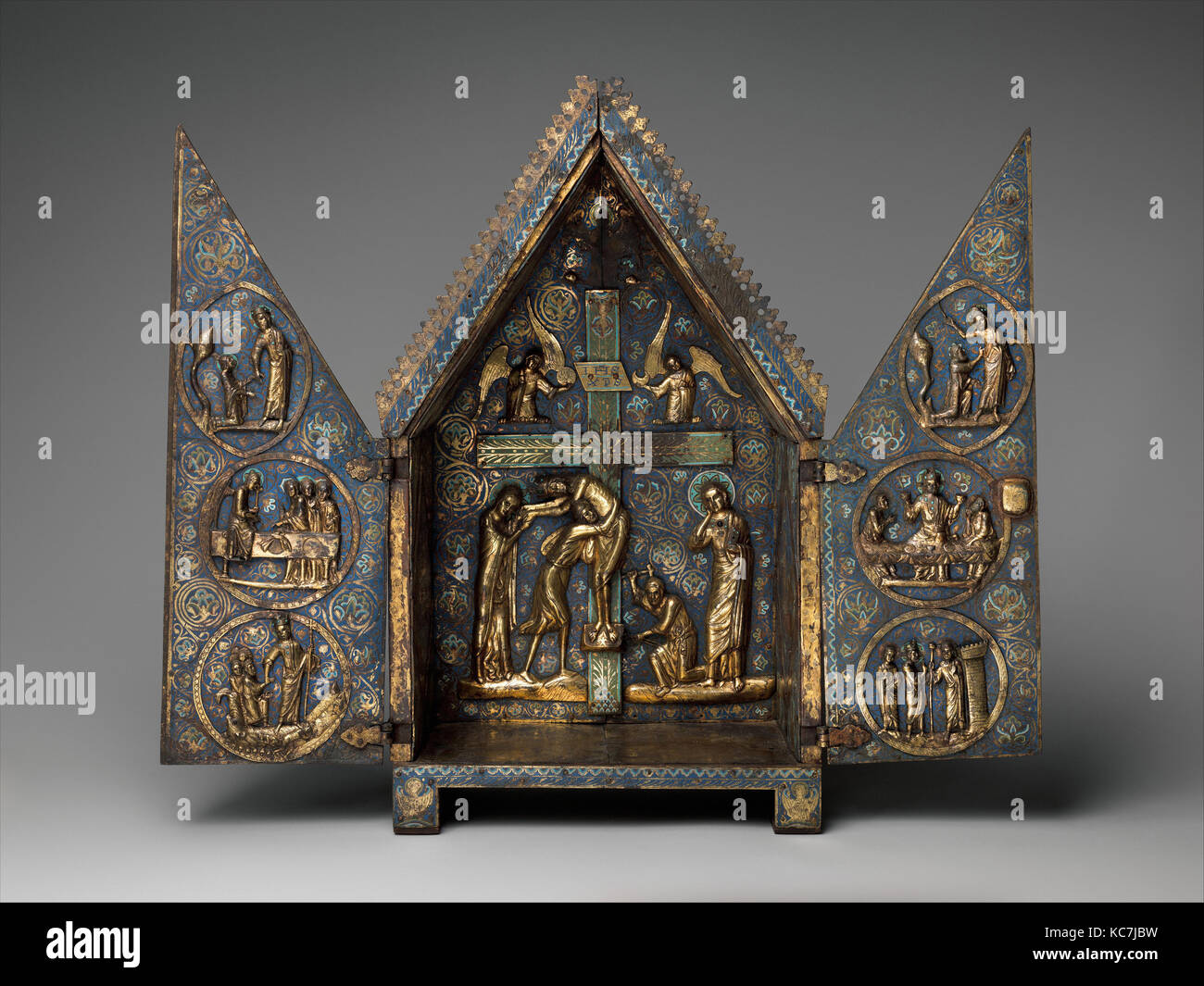 Tabernacle of Cherves, ca. 1220–1230, Made in Limoges, France, French, Copper (plaques): engraved, scraped, stippled, and gilt Stock Photo