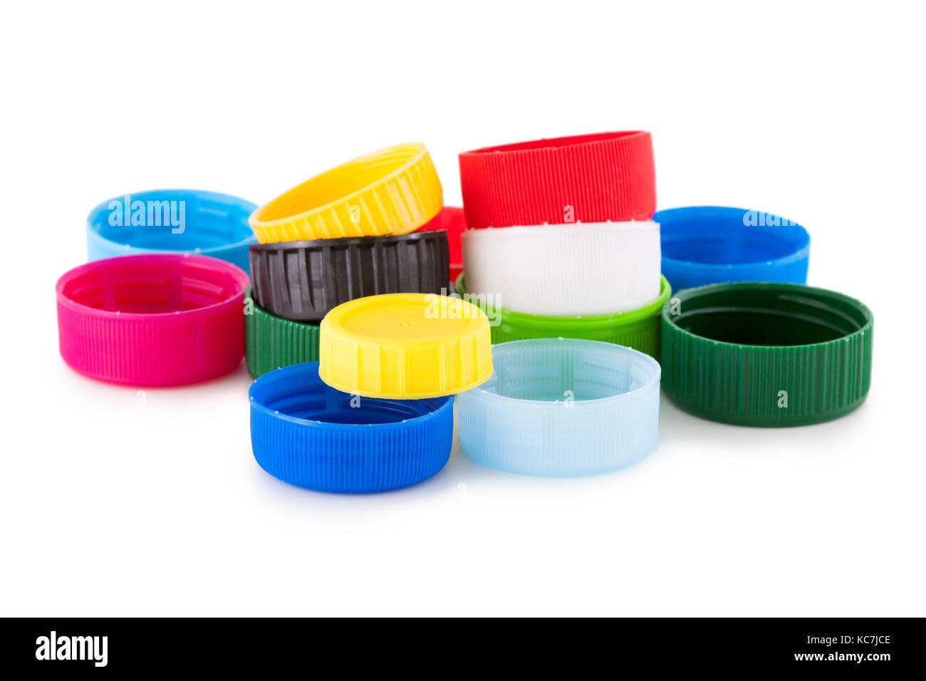 Plastic bottle caps isolated on white background Stock Photo - Alamy