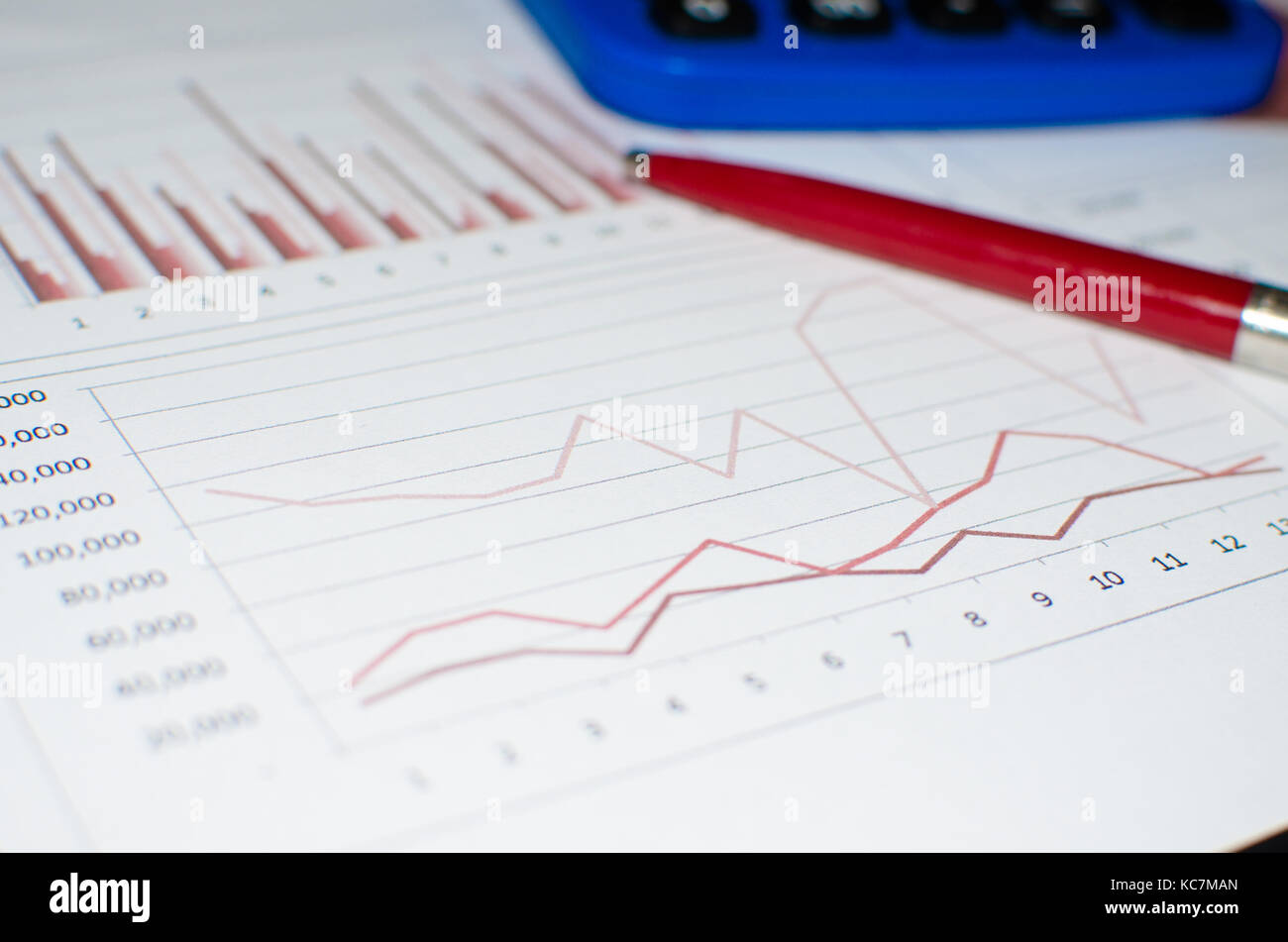Business document with red line diagram Stock Photo - Alamy