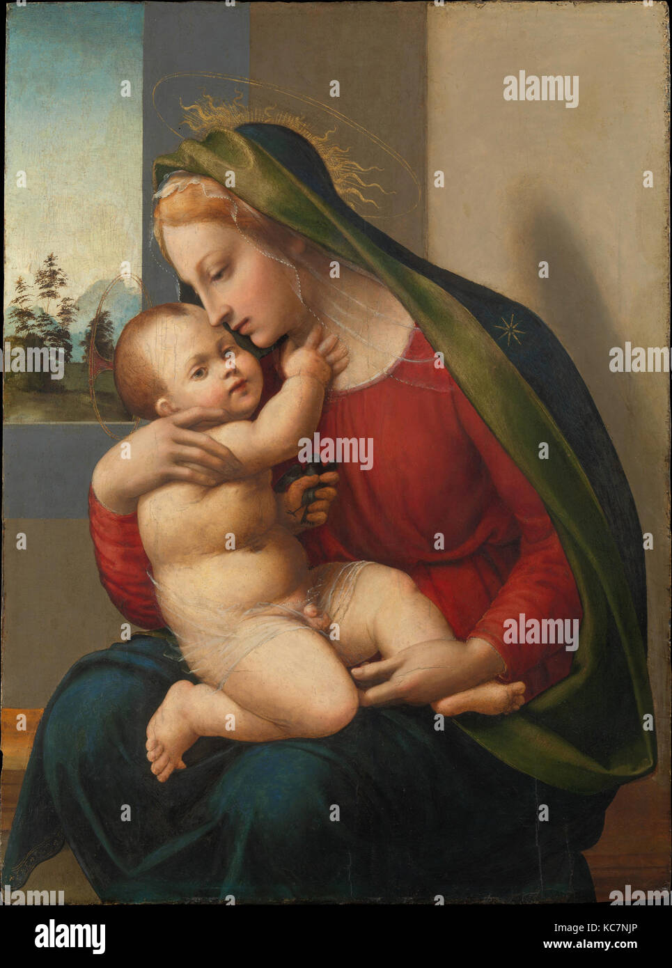 Madonna and Child, ca. 1520, Oil on wood, 34 1/8 x 25 3/8 in. (86.7 x 64.5 cm), Paintings, Francesco Granacci (Francesco di Stock Photo