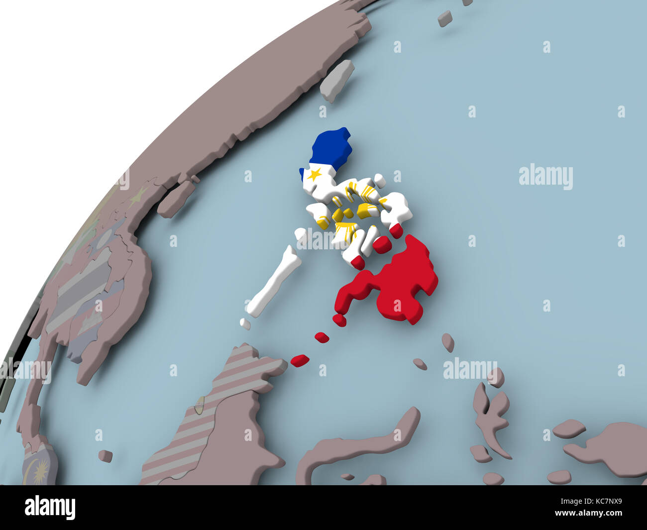 Philippines on political globe with embedded flags. 3D illustration ...