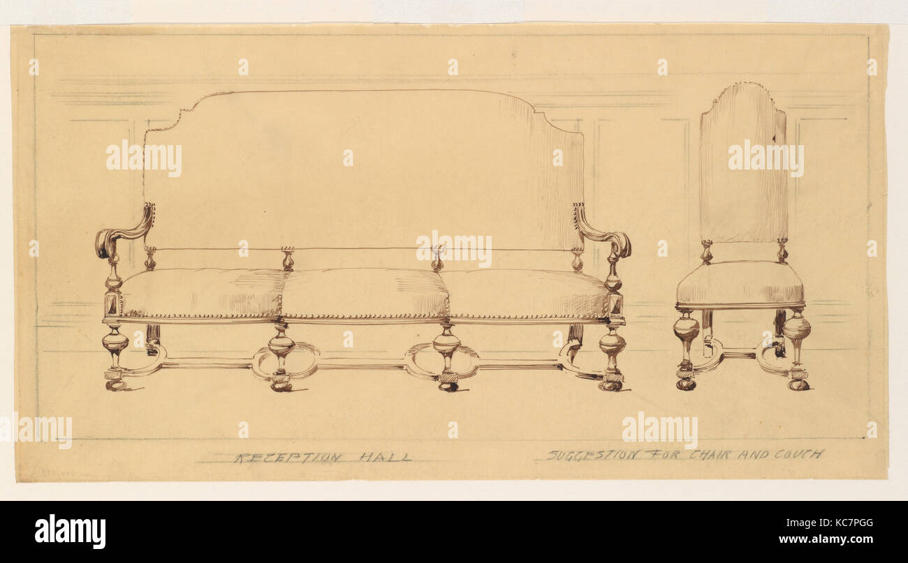 Design for furniture, Possibly Tiffany Glass Company, ca. 1892–1920 Stock Photo