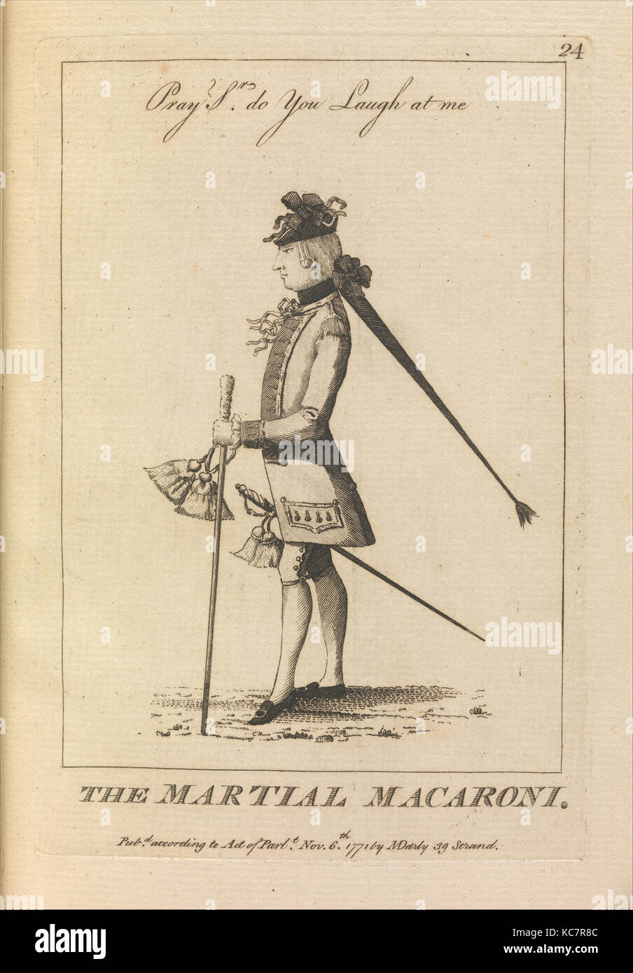 The Martial Macaroni, November 6, 1771, Etching, plate: 6 3/16 x 4 1/8 in. (15.7 x 10.5 cm), Prints Stock Photo