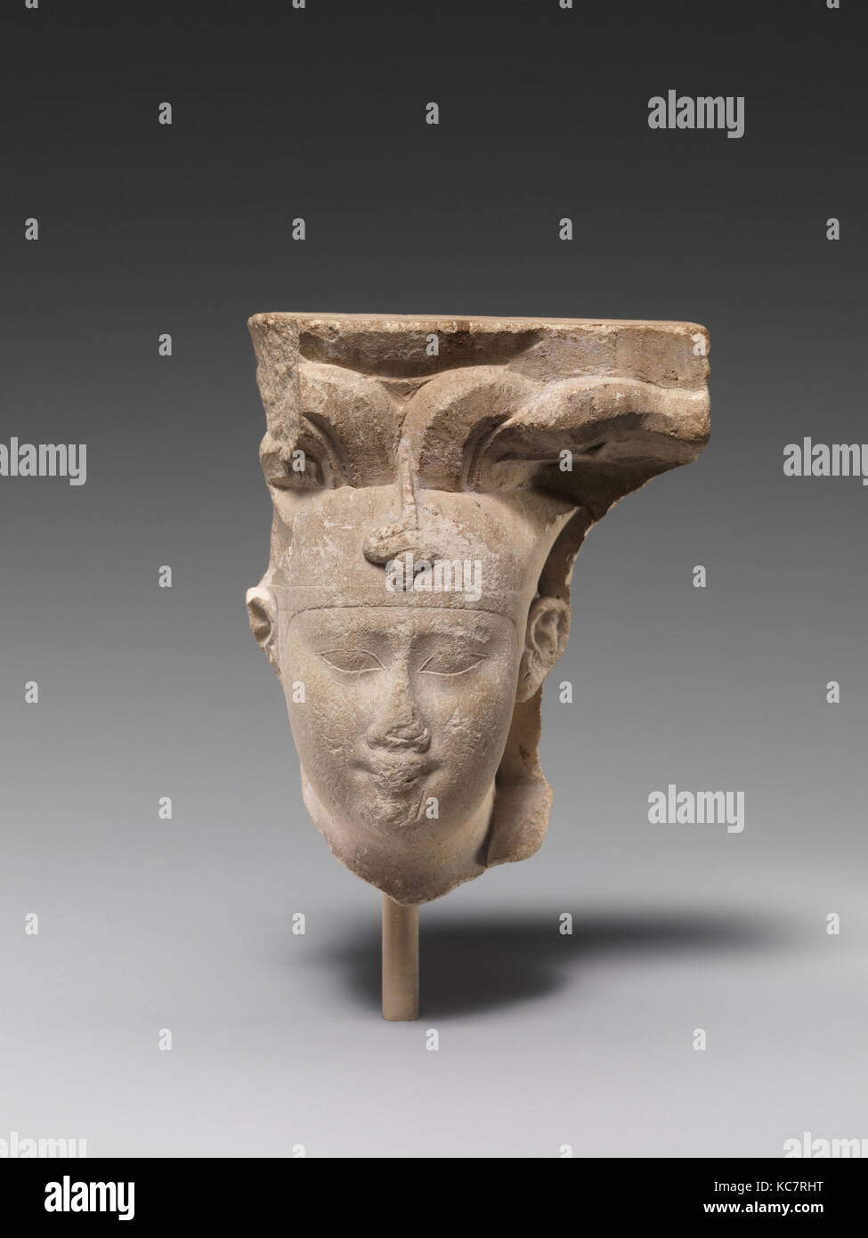 Royal head with an atypical snake and a headdress, 400–200 B.C Stock Photo
