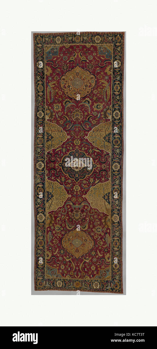 IndoPersian carpet with medallions, ca. 1680, IndoPersian, Wool pile
