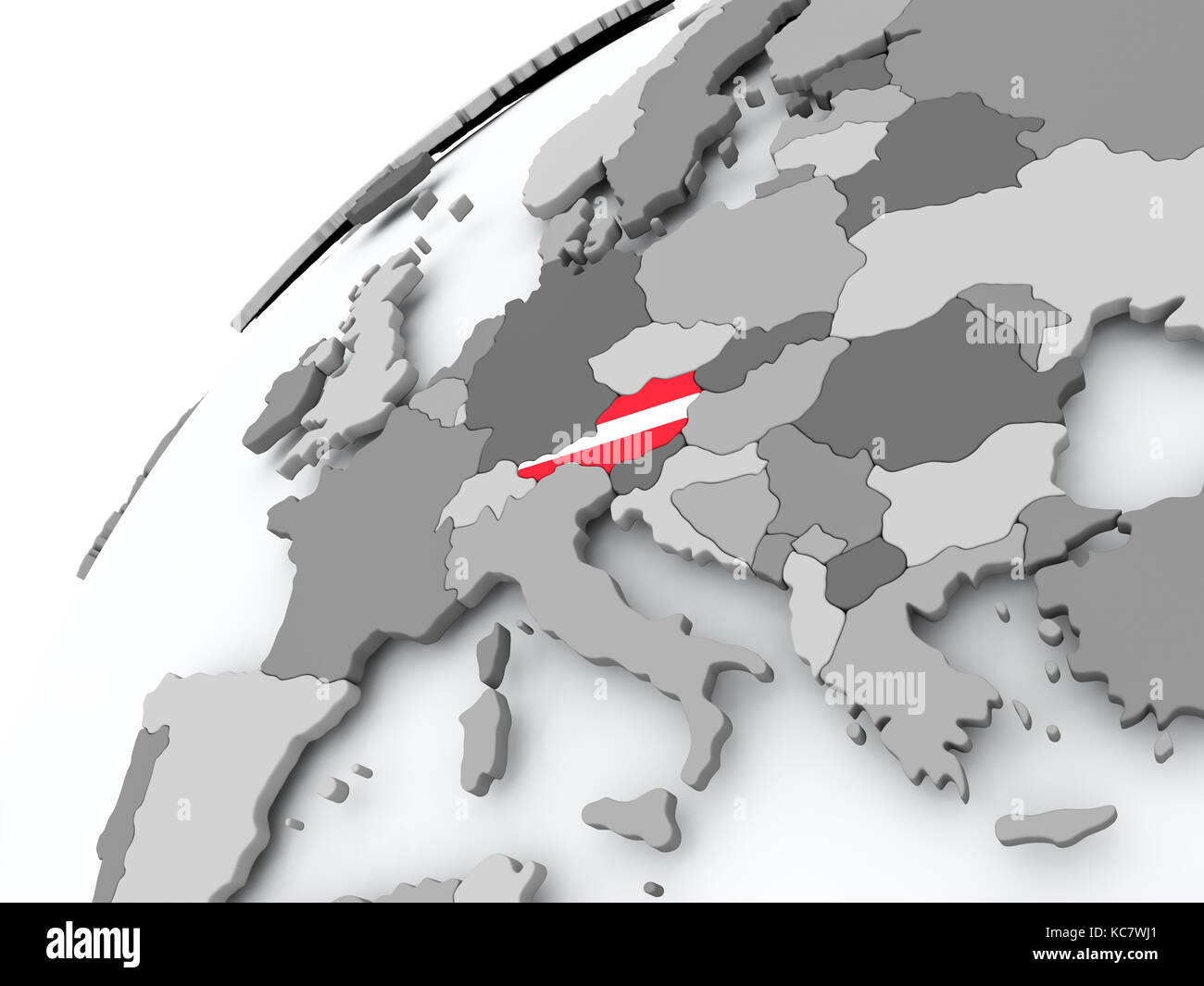 Austria with embedded flag on globe. 3D illustration Stock Photo - Alamy