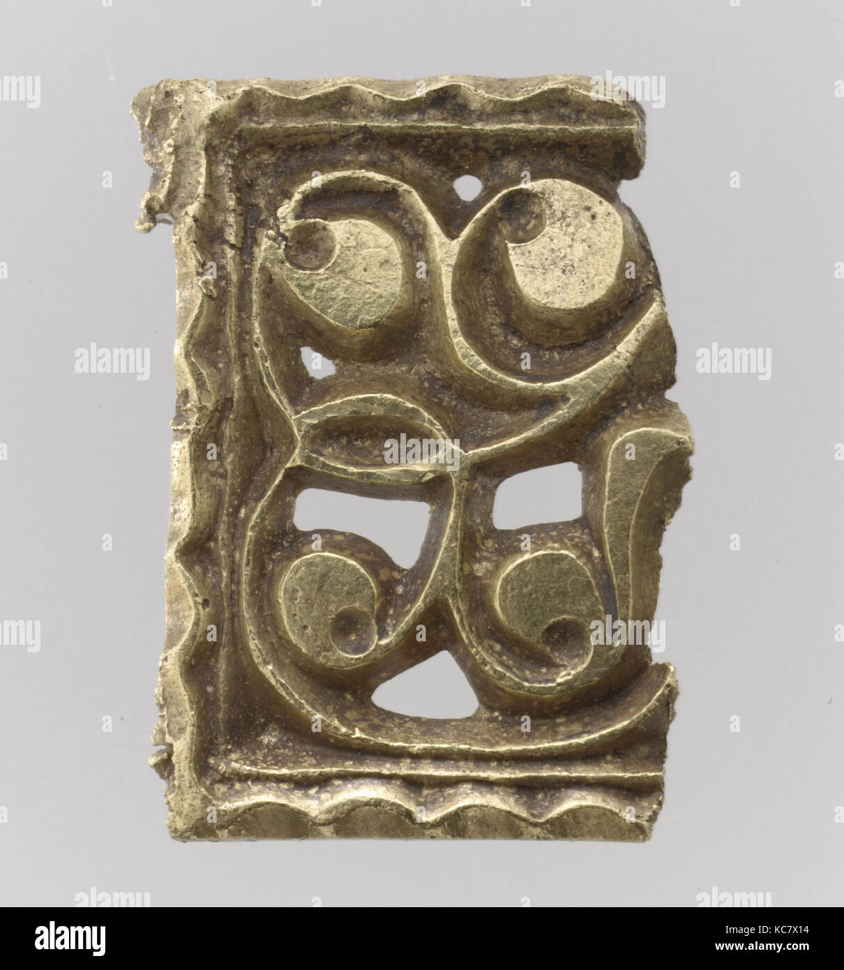 Fragment of a Gold Attachment Plate for a Buckle, 700s Stock Photo