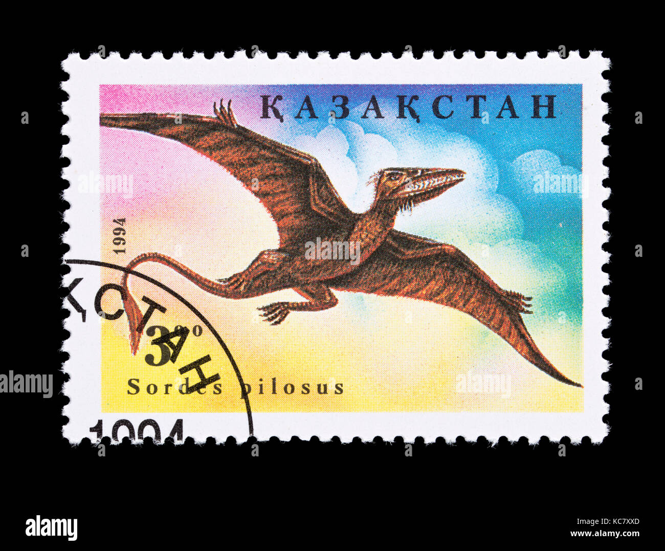 Postage stamp from Kazakhstan depicting a (Sordes pilosus) Stock Photo
