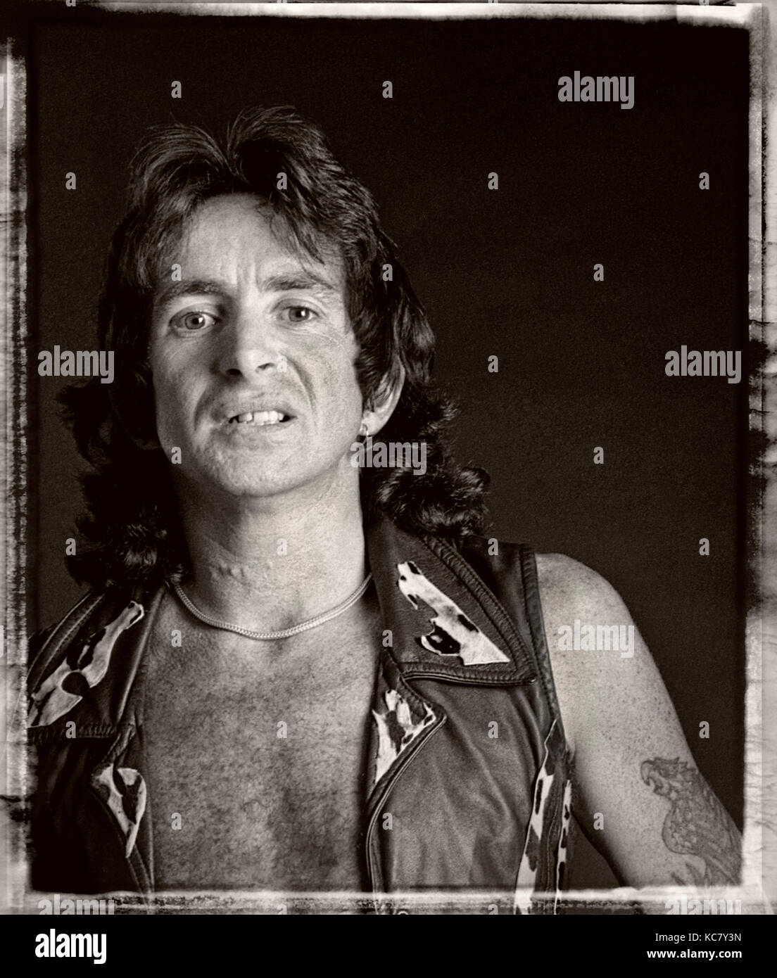 Bon Scott lead singer of AC/DC 1976 Stock Photo