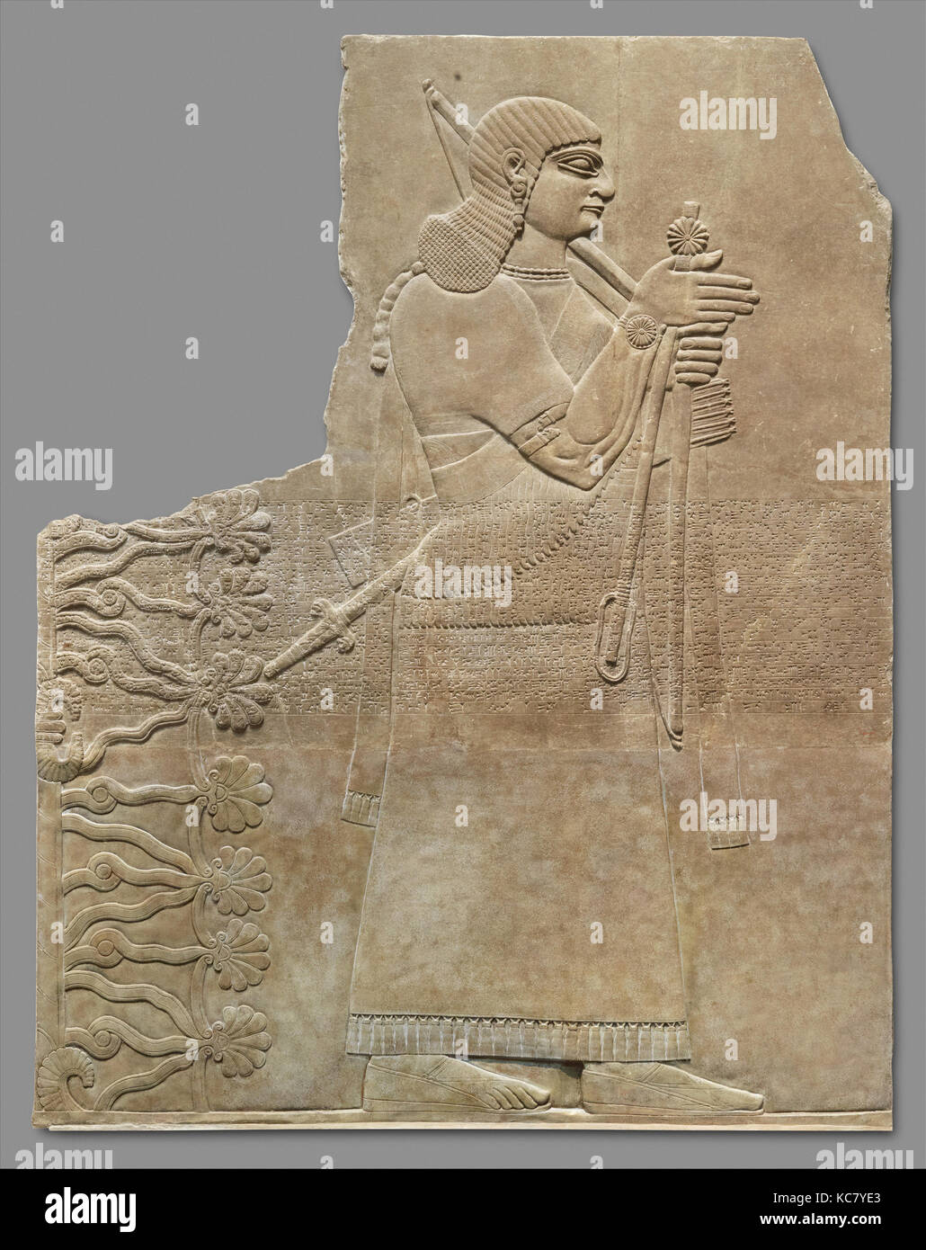 Relief panel, Neo-Assyrian, ca. 883–859 B.C., Mesopotamia, Nimrud (ancient Kalhu), Assyrian, Gypsum alabaster, 61 x 73 1/2 x 3 1 Stock Photo
