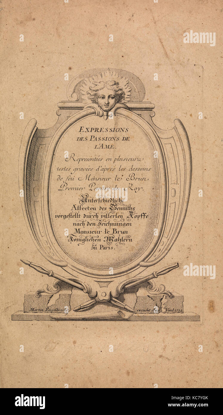 Expressions des passions de l'Ame, Charles Le Brun, 1732 Stock Photo