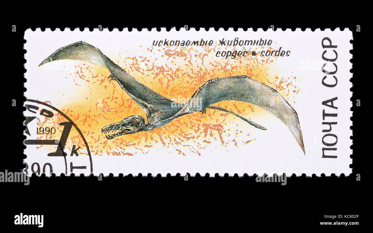 Postage stamp from the Soviet Union depicting an extinct Sordes Stock Photo
