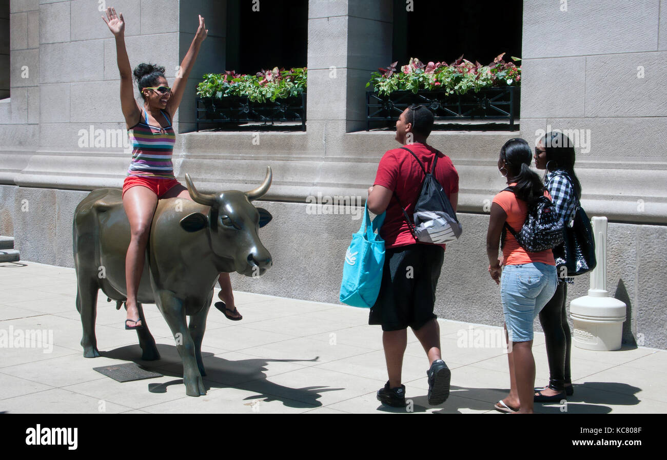 Cow sculpture Cows on Parade exhibit downtown Chicago USA Stock Photo