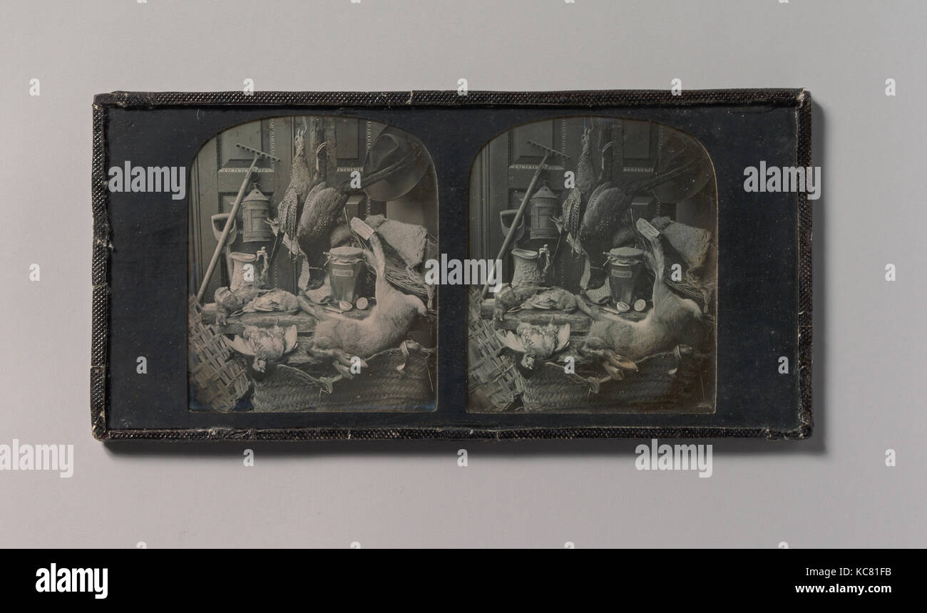 Stereograph Stilllife of Game with Rake and Onion Jar, T. R. Williams