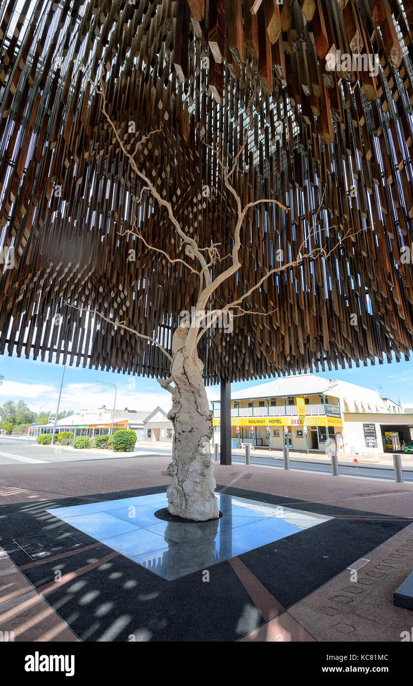 The Tree of Knowledge under which the Australian Labor Party was formed in 1891, Barcaldine, Queensland, Australia Stock Photo