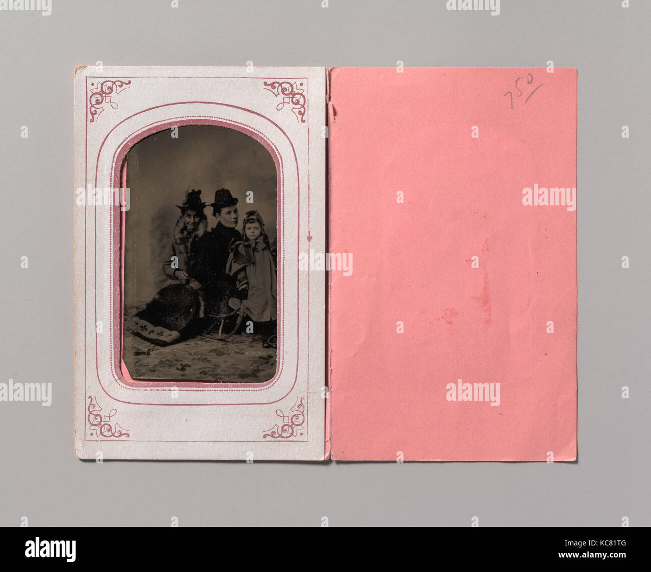 Two Women and a Child, 1860s, Tintype, Photographs, Unknown Stock Photo