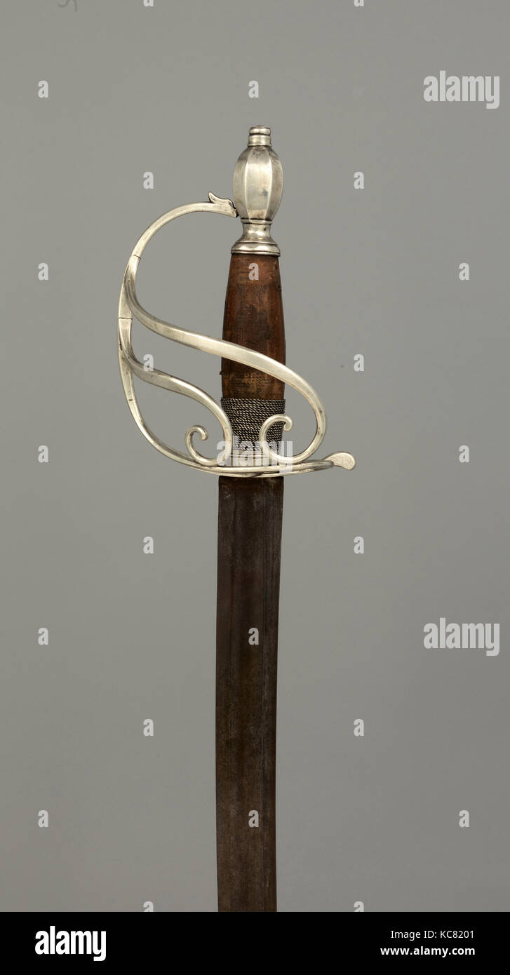 Cavalry Officer's Saber, ca. 1793–95, Philadelphia, Pennsylvania, American, Philadelphia, Steel, silver, wood, textile, copper Stock Photo