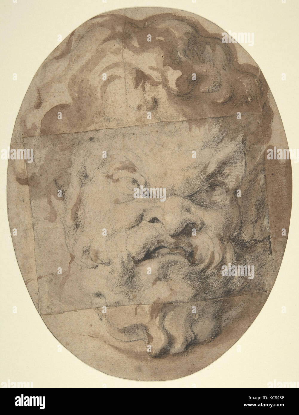 Head of a Satyr (Silenus), Attributed to Peter Paul Rubens, ca. 1620–1630 Stock Photo