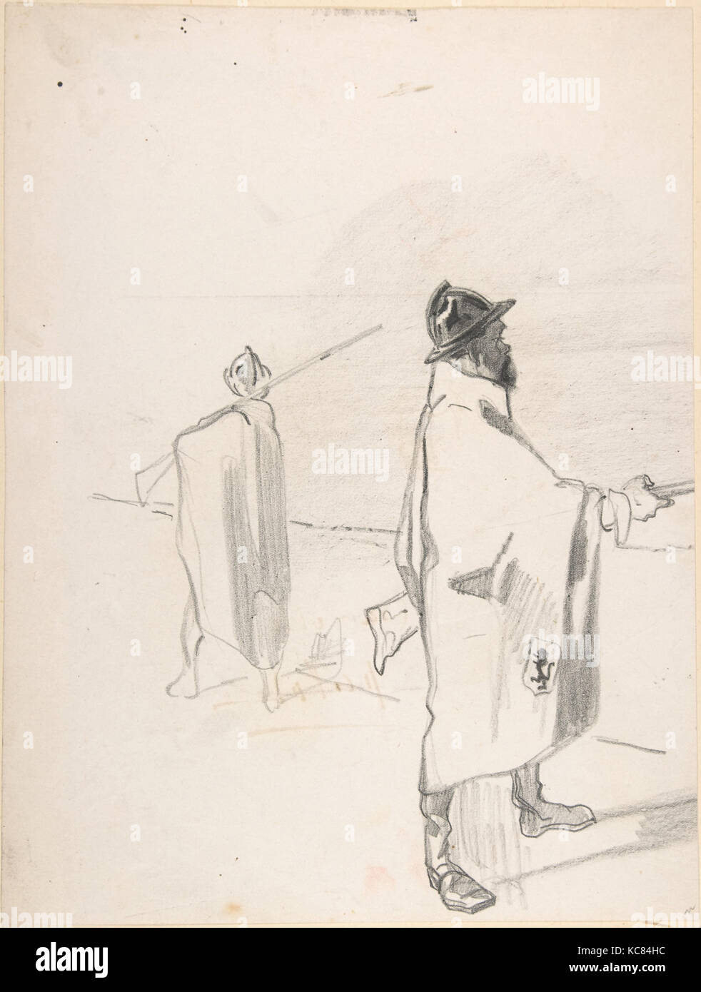 Two Belgian soldiers, Graphite, 11-7/8 x 9-1/8 in. (30.2 x 23.2 cm), Drawings, Félicien Rops (Belgian, Namur 1833–1898 Essonnes Stock Photo