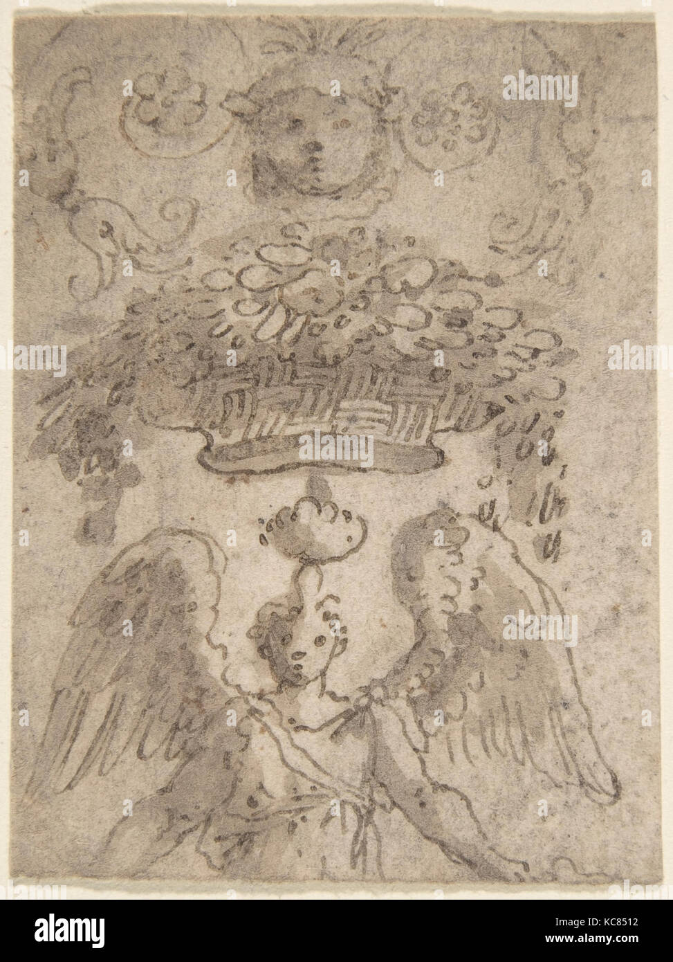 Design of an Urn with Figural Ornament., Anonymous, Italian, 17th century Stock Photo