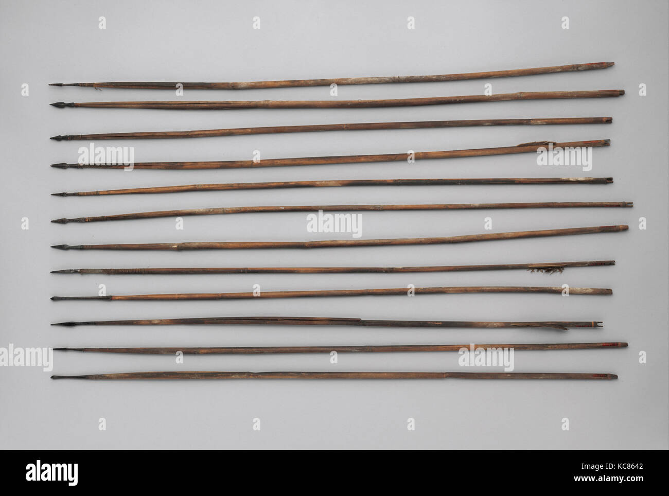Twelve Arrows, 16th–18th century, Tibetan, Iron, wood (reed or bamboo ...