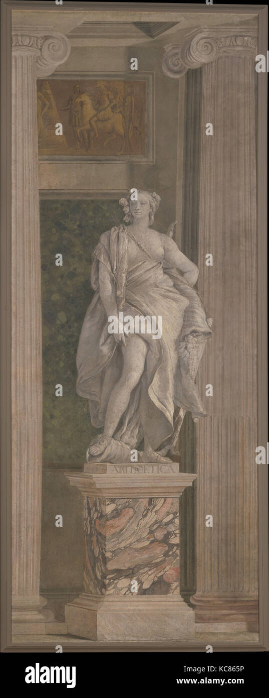 Arithmetic, 1760, Fresco, transferred to canvas, 146 x 57 7/8 in. (370.8 x 147 cm), Paintings, Giovanni Battista Tiepolo Stock Photo