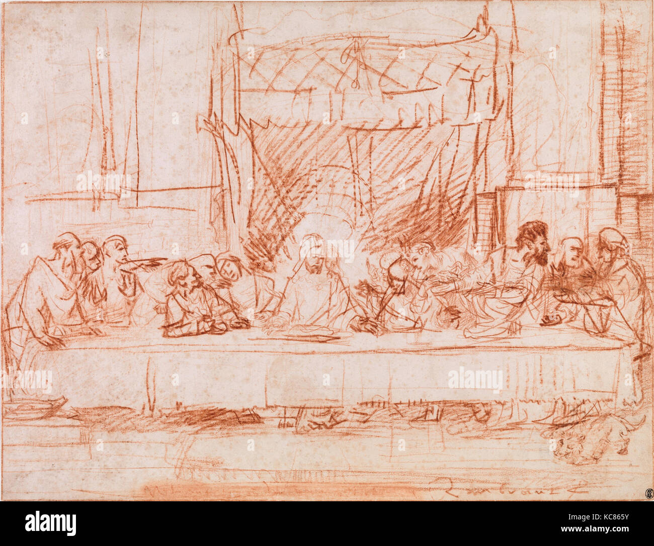 The Last Supper, after Leonardo da Vinci, Rembrandt, 1634–35 Stock Photo