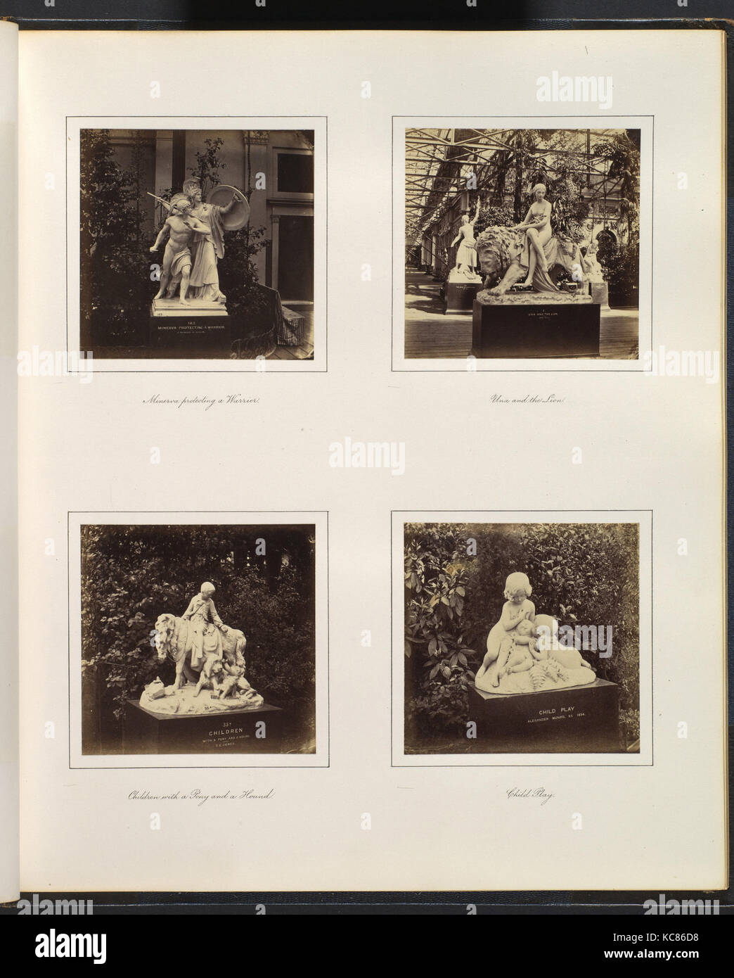 Sculptures of Minerva Protecting a Warrior, Una and the Lion, Children with a Pony and a Hound, and Child Play Stock Photo