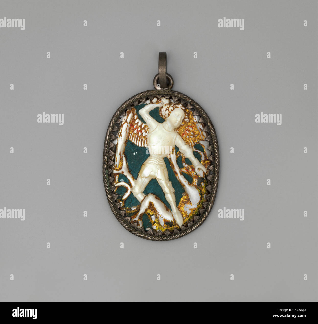Pendant Medallion with Michael Slaying the Dragon, ca. 1470–80 Stock Photo