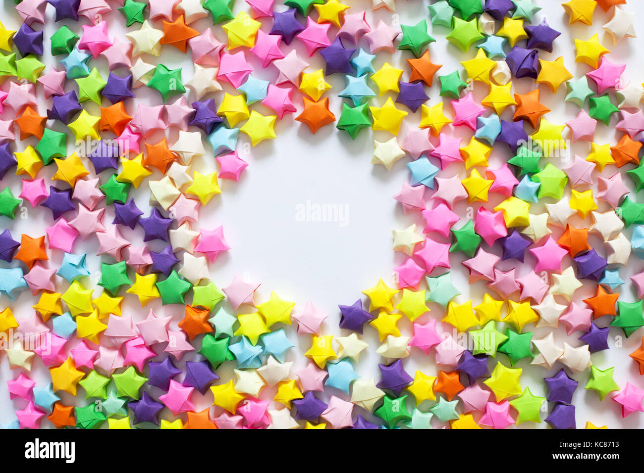 Colorful folded paper star or origami lucky star to use as frame Stock ...