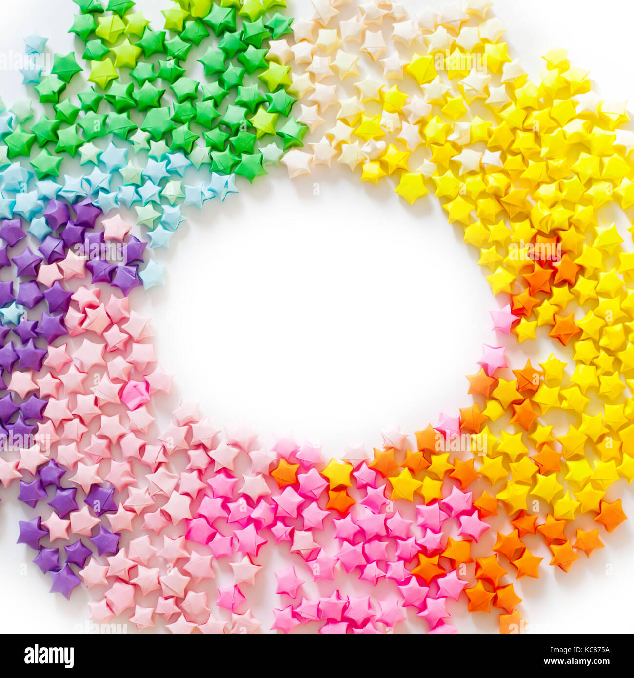 Colorful folded paper star or origami lucky star to use as frame Stock ...